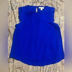 Monteau Los Angeles Women’s Blue Sleeveless Top with Ruffle Size L New with Tag
